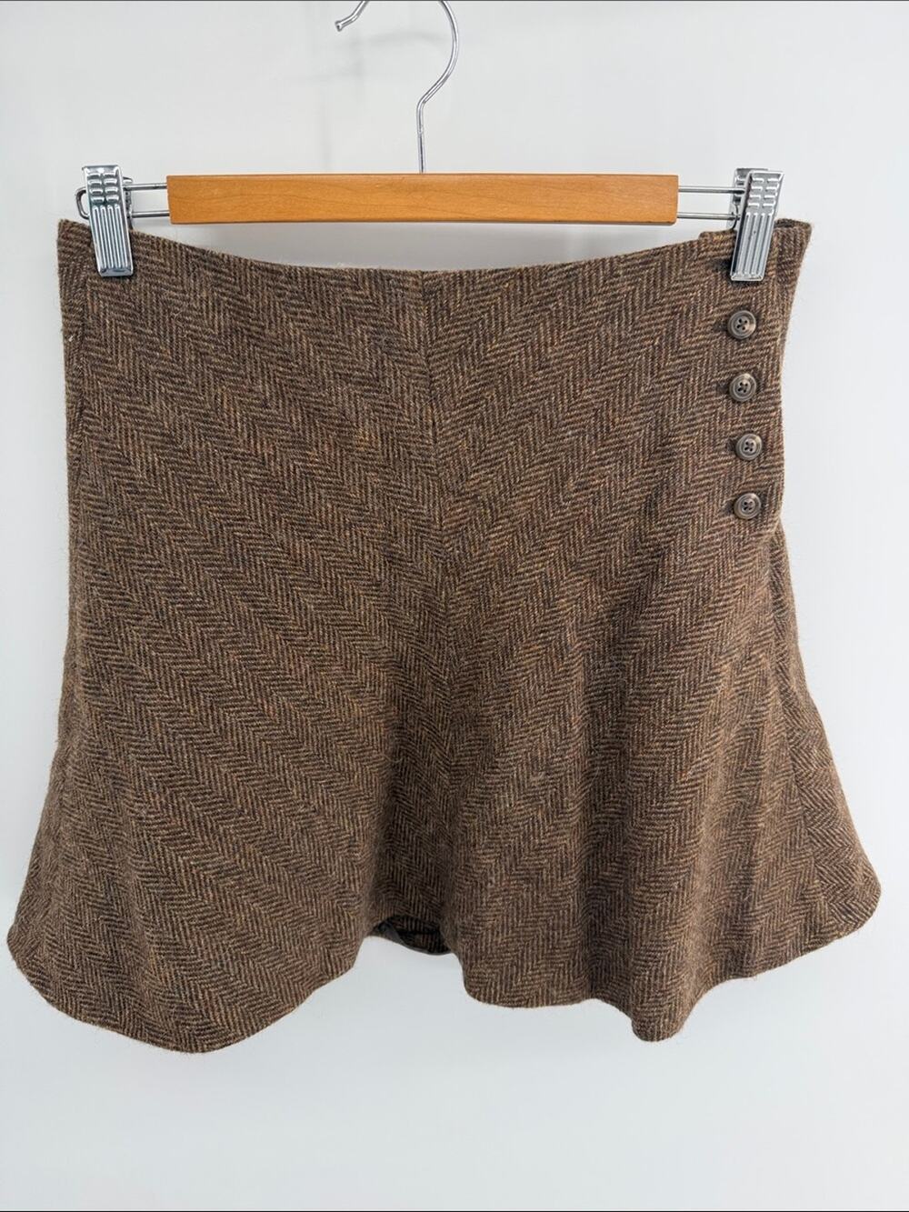Vintage Ralph Lauren Rugby wool alpaca tweed tulip short mini skirt sz 0